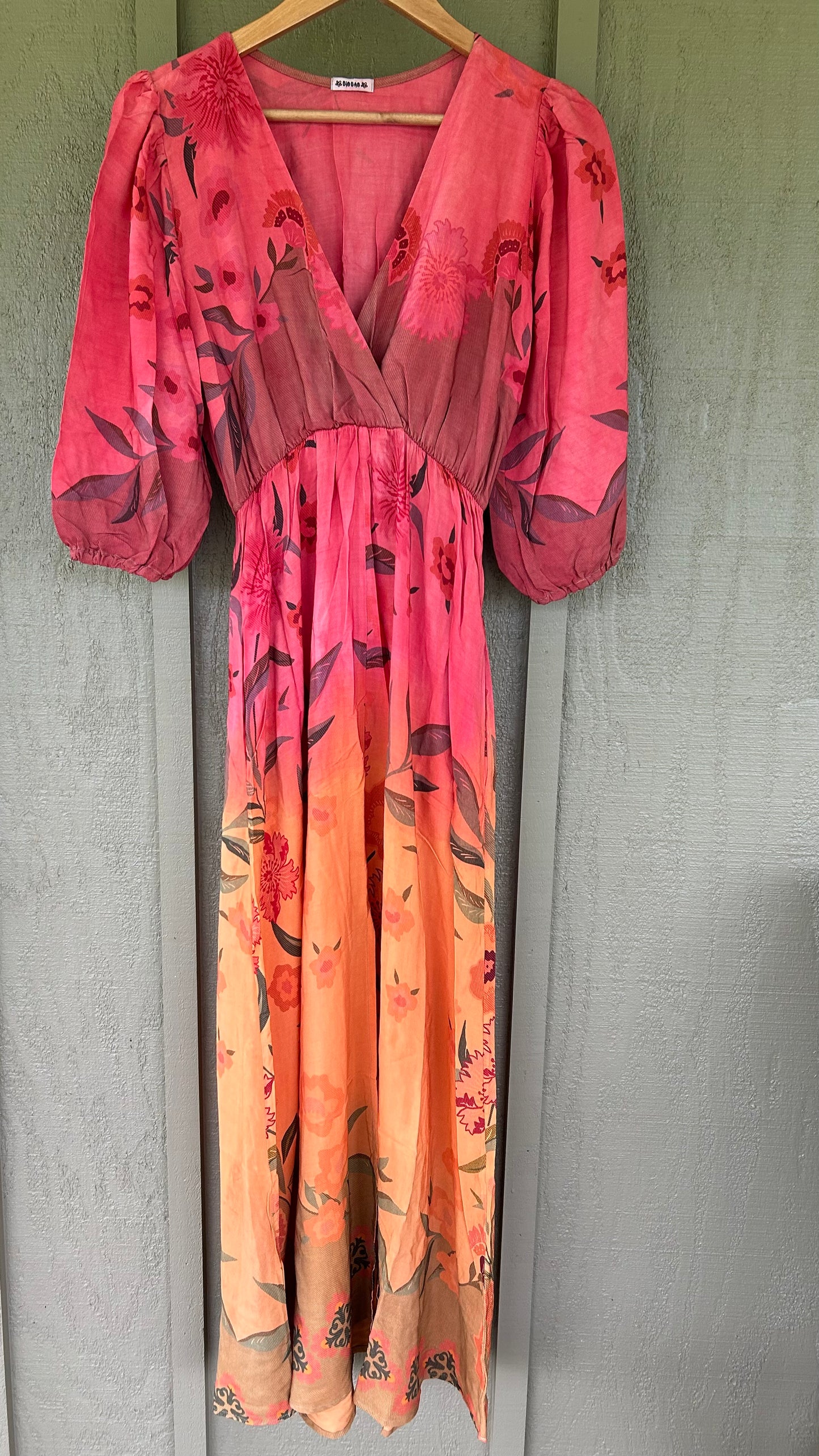 Kihei Hand-Dyed Viscose Maxi Dress — Red Flowers