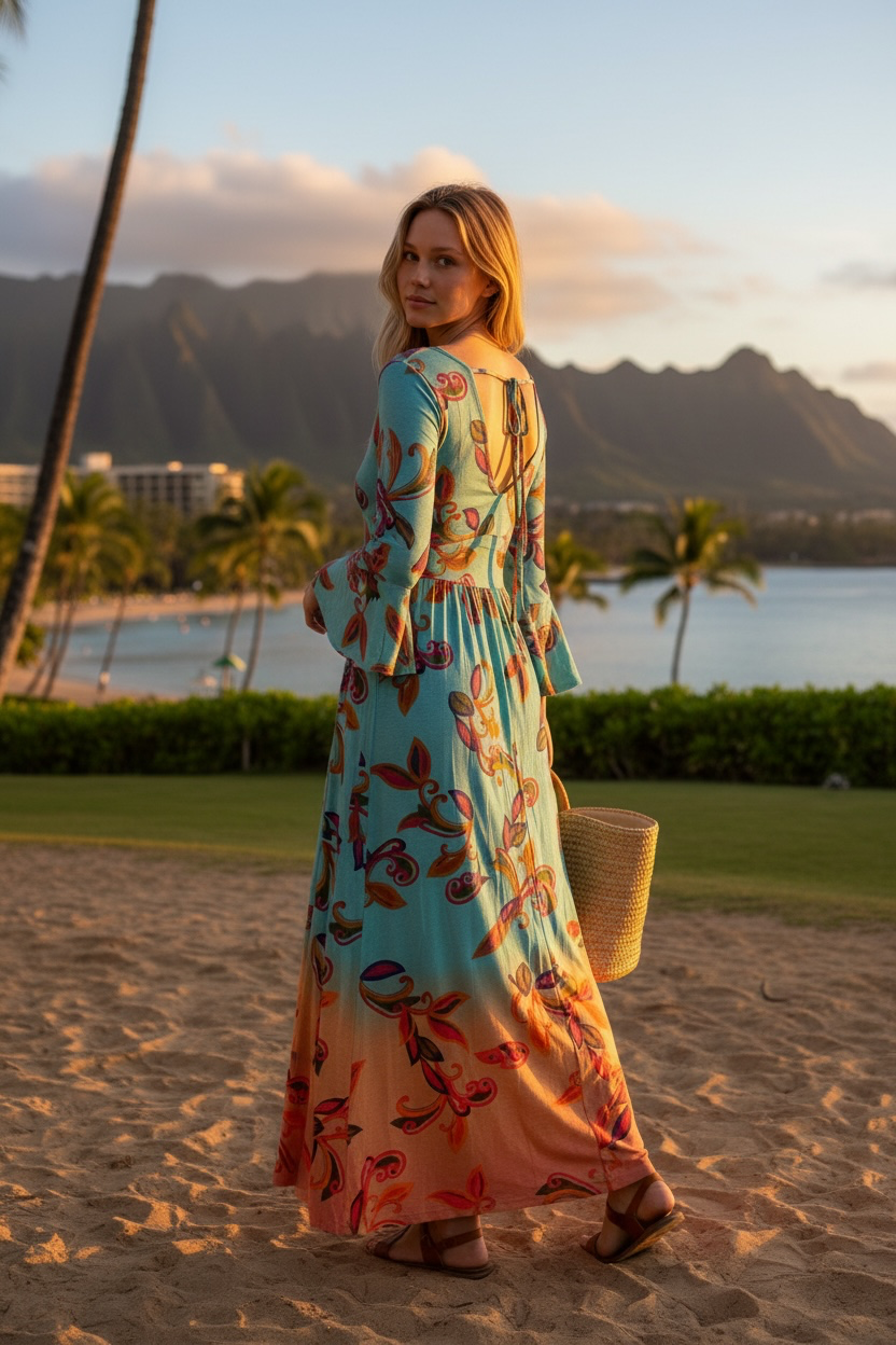 Lahaina Maxi Dress Leaves
