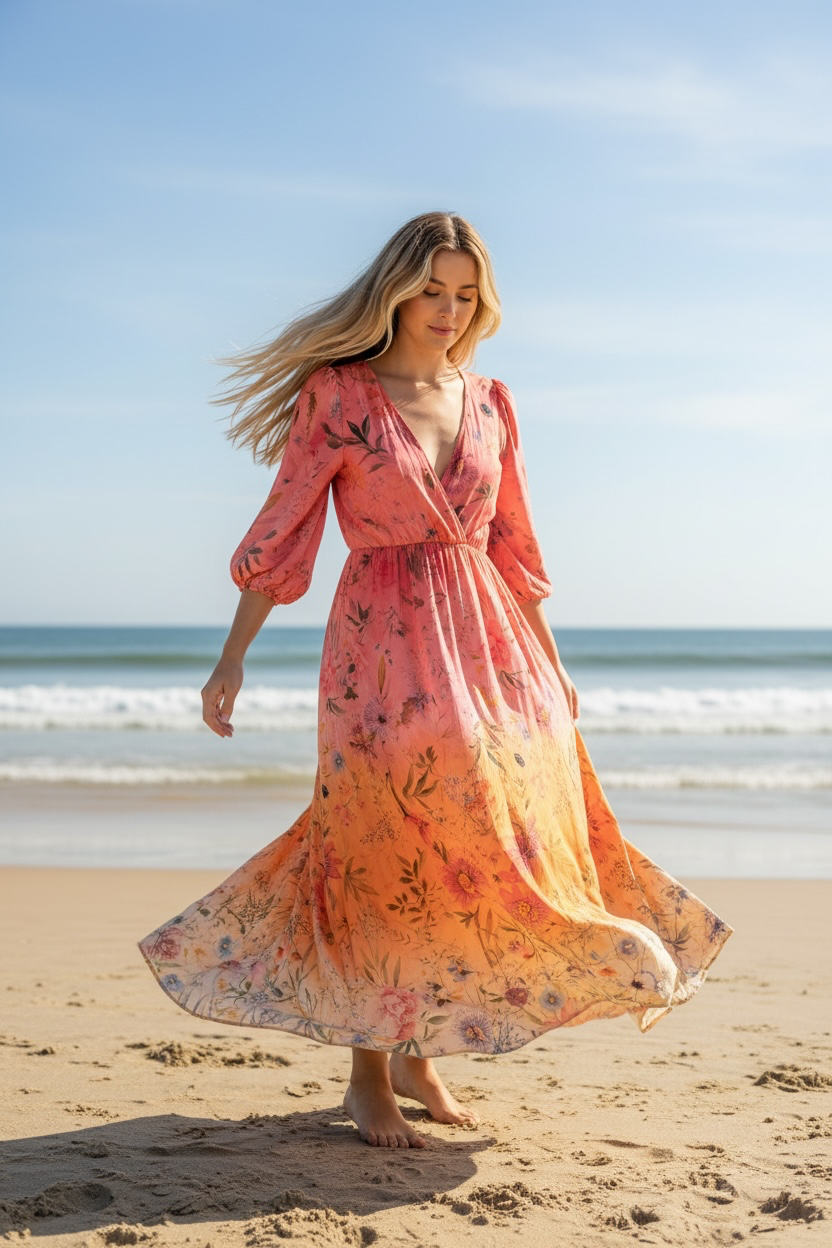 Kihei Hand-Dyed Viscose Maxi Dress - Floral