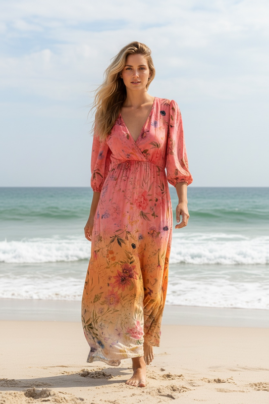Kihei Hand-Dyed Viscose Maxi Dress - Floral