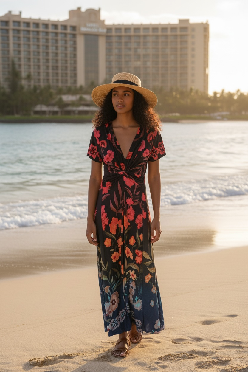 Waikiki Maxi Dress Black Floral