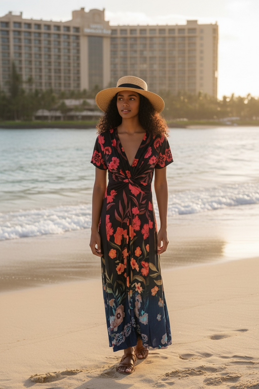 Waikiki Maxi Dress Black Floral