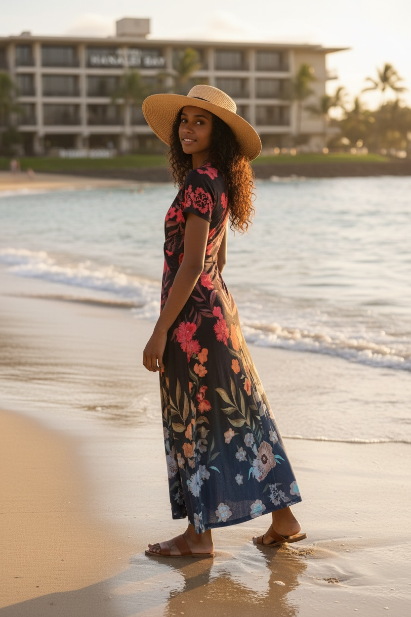 Waikiki Maxi Dress Black Floral