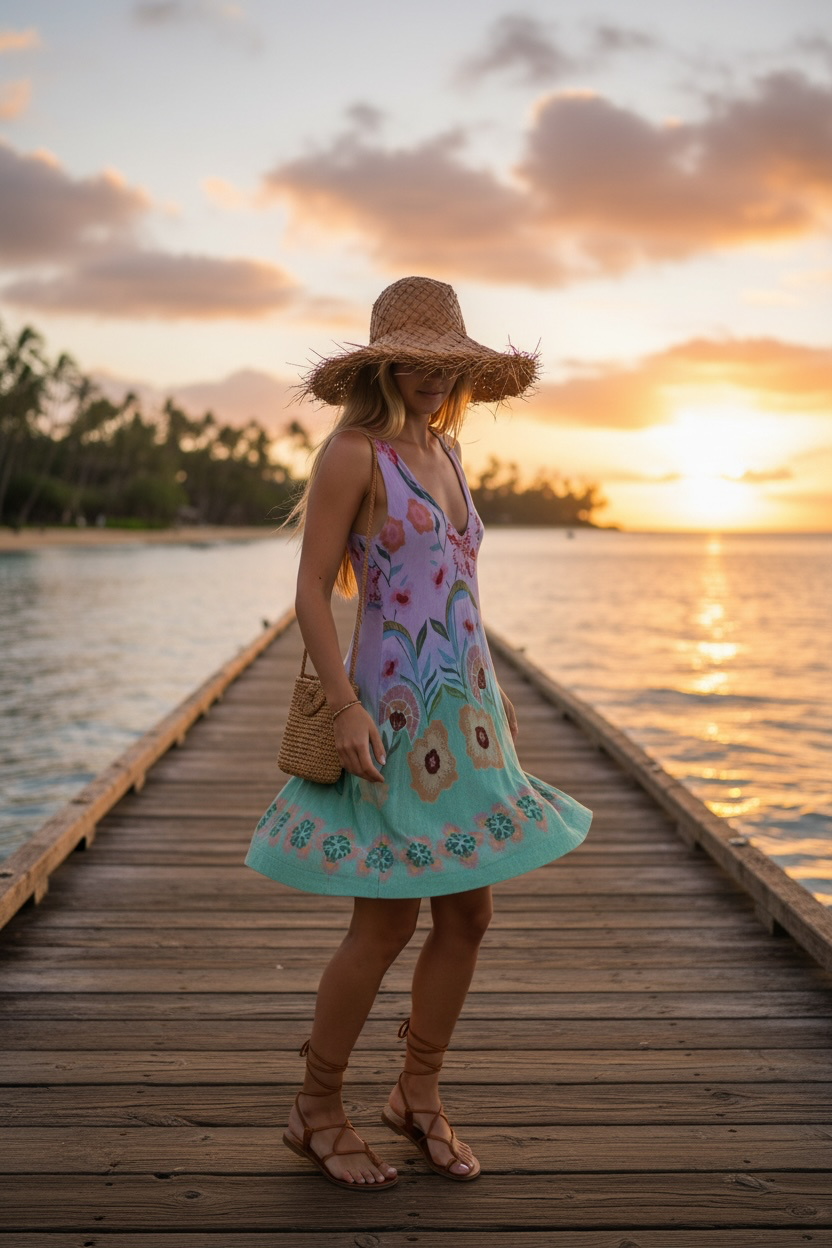 Makaleha Dress Blossoming Flower Purple