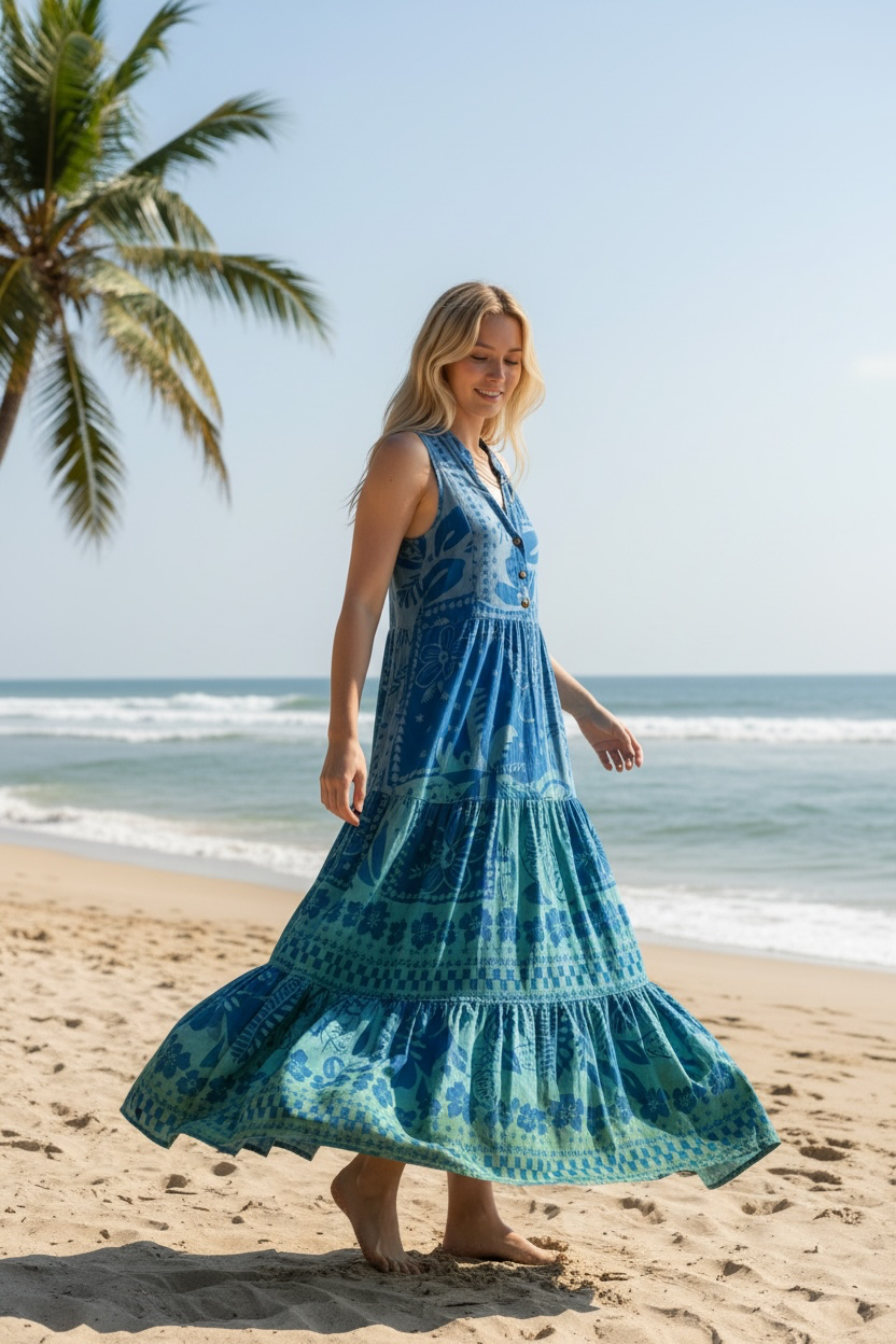 Kaanapali Dress Blue Flowers