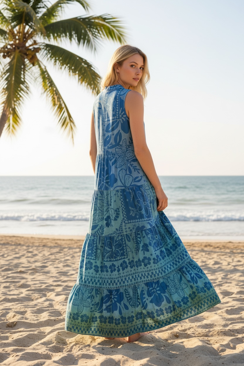 Kaanapali Dress Blue Flowers