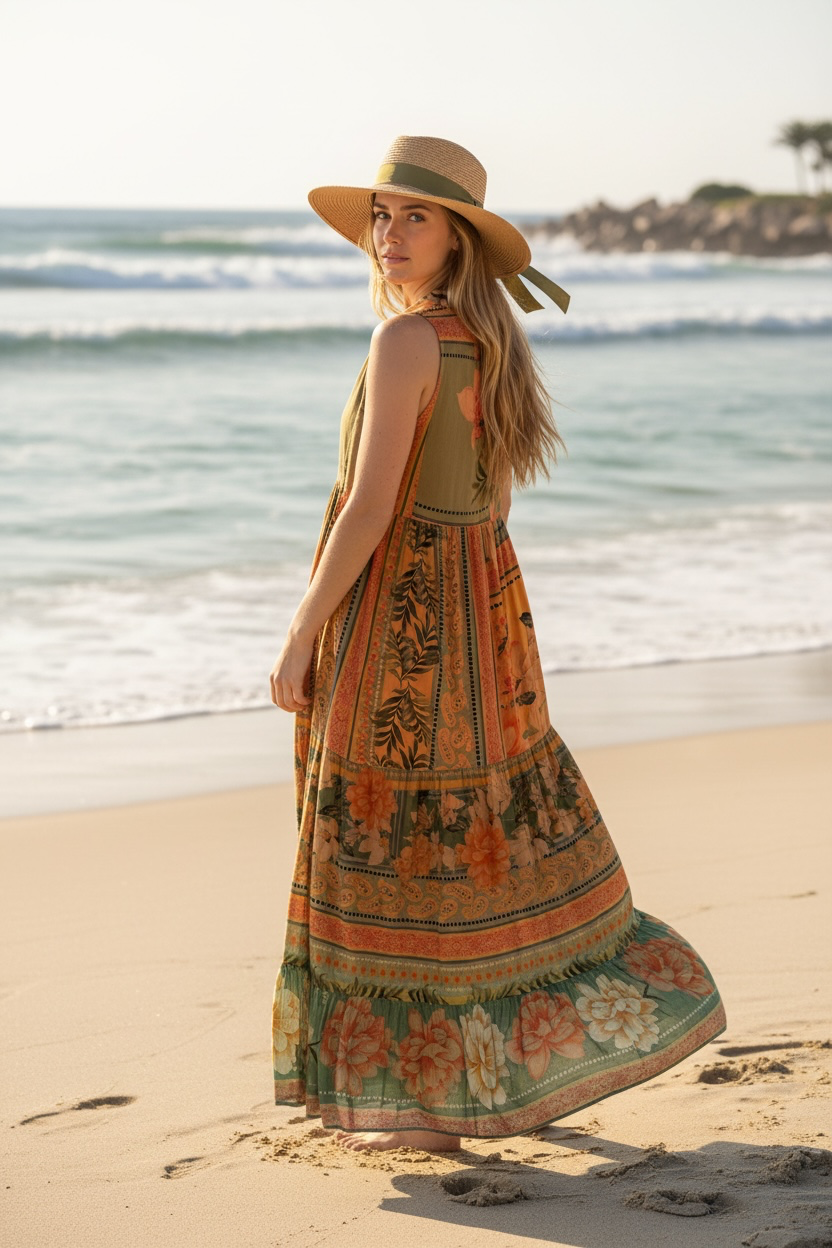 Kaanapali Dress Orange Flowers
